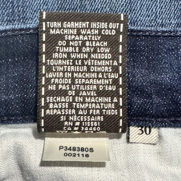 7 For All Mankind Dojo Jeans Women 30 Blue Capri Crop Distressed Dark Wash Denim - Picture 7 of 12